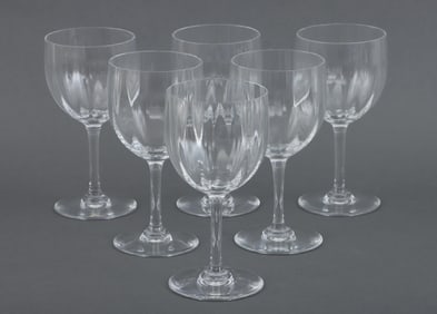Set of (6) Baccarat Claret Wine Glasses in the Montaigne (Optic) Pattern