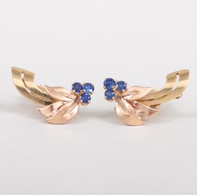 Cartier Pair of Sapphire and 14k Gold Screw-Back Earrings