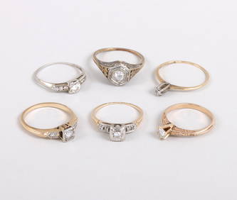 Group of (6) 14k Gold Diamond Rings (1 of 13)