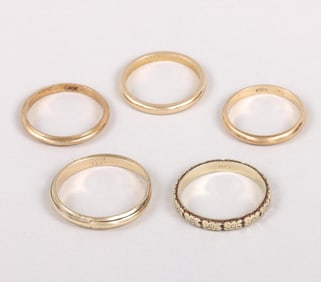 Group of (5) 14k Gold Wedding Bands