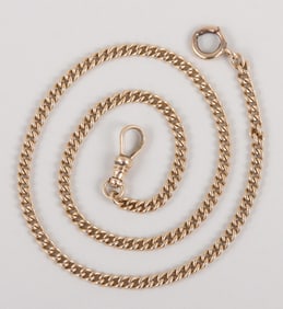 14k Gold Curb Chain Fob