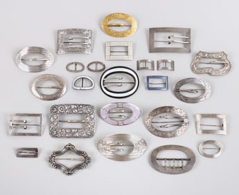 Collection of (24) Silver Buckles
