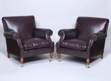 Pair of Contemporary Leather Armchairs