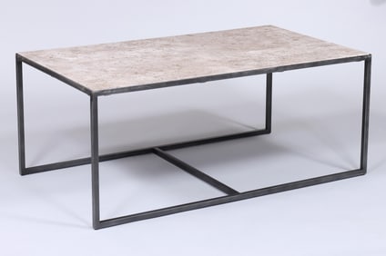 Modern Travertine-Top Coffee Table