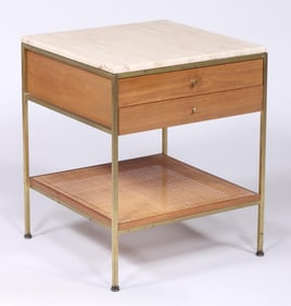 Paul McCobb (American 1917-1969) for Calvin, Nightstand, Model 8714, 1955, travertine, walnut,