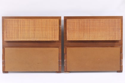 Paul McCobb (American 1917-1969), Pair of Twin Headboards, c. 1960s, walnut, cane