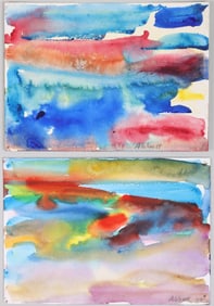Mary Abbott (American 1921-2019), Group of (2) Untitled (Abstract) watercolors, Southampton, 1988