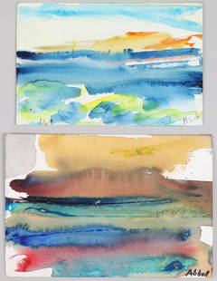 Mary Abbott (American 1921-2019), Group of (2): Untitled (Abstract) watercolors, Peconic: Mary AbbottAmerican, 1921-2019Group of (2): Untitled (Abstract), Peconicwatercolorson wove paper, larger signed "Abbott" lower right recto, signed "Mary Abbott" and inscribed "
