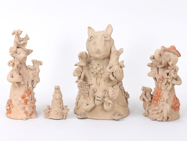 Teodora Blanco Nunez (Oaxaca, Mexico 1928-1980), Group of (3) Figural Pottery Sculptures