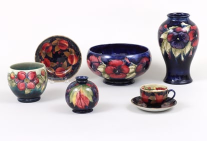 Group of (6) Moorcroft Pottery Table Articles