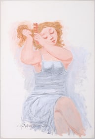 Fletcher Martin (American 1904-1979), Woman Dressing, oil on paper