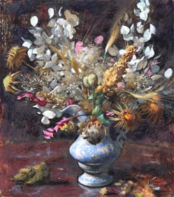 Daniel E. Greene (American b. 1934), Floral Still Life, pastel on Grumbacher artist's board