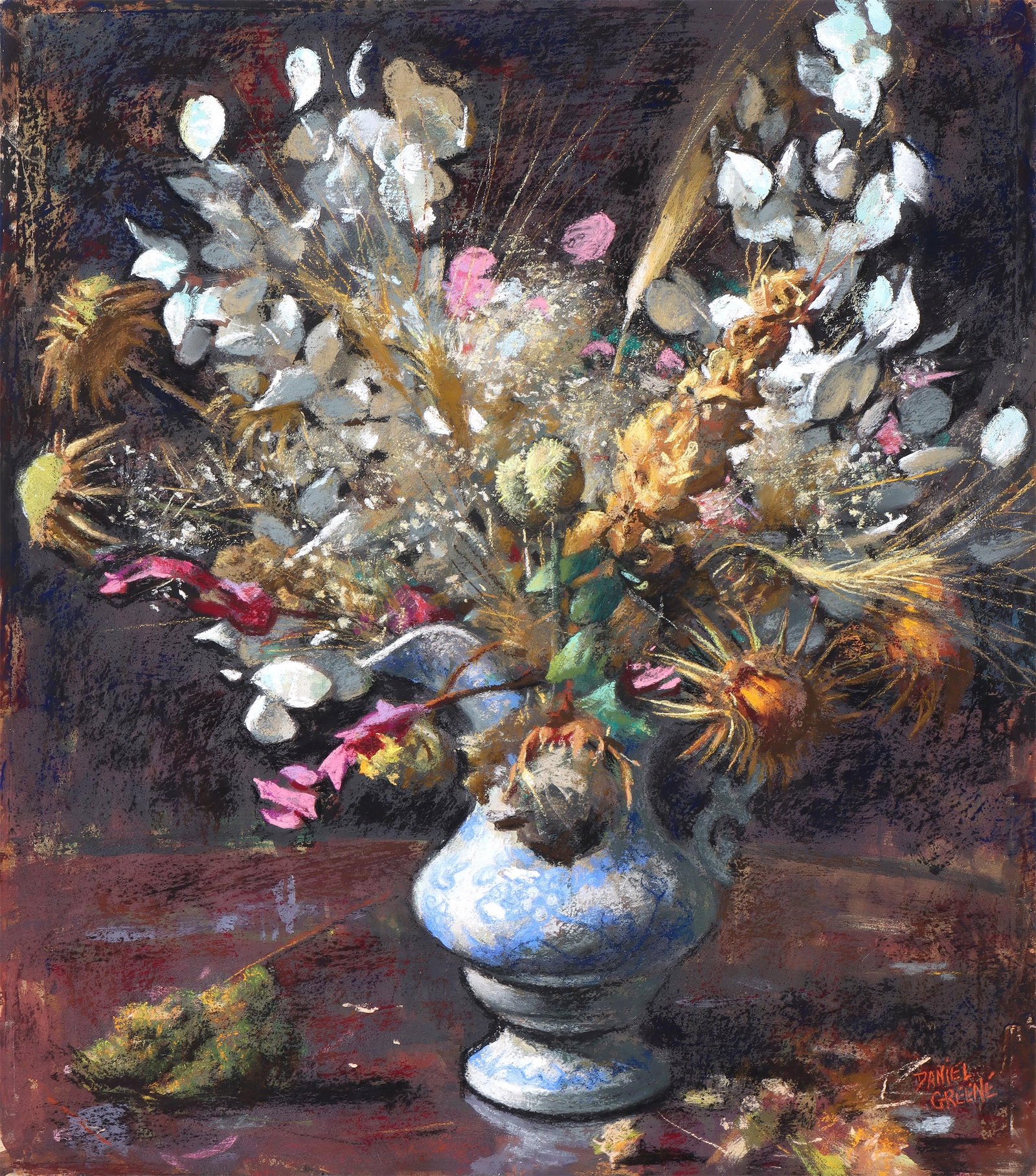 Daniel E. Greene (American b. 1934), Floral Still Life, pastel on Grumbacher artist's board (1 of 8)
