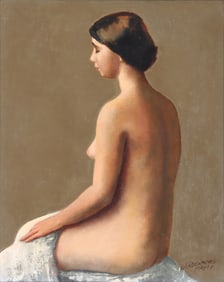 Gladys Rockmore Davis (American 1901-1967), Seated Nude Woman, oil on linen canvas