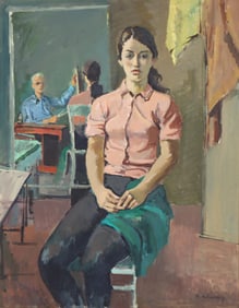 Nicolai Cikovsky (American/Russian 1894-1987), "Model in the Studio", oil on canvas