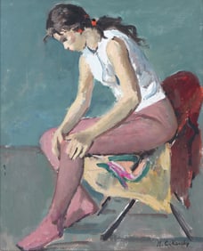Nicolai Cikovsky (American/Russian 1894-1987), Portrait of a Seated Dancer, oil on canvas