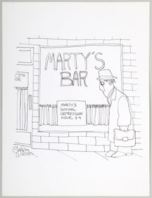 Gahan Wilson (American 1930-2019), "Marty's Suicidal Depression Hour, 3-4", pen, ink, and wash on