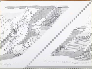 Gahan Wilson (American 1930-2019), New Yorker Cartoon: "Please Hold My Calls for the Next Fifteen (1 of 5)