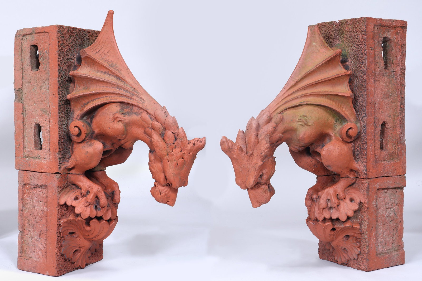 Pair of Terracotta Gargoyle Downspouts (1 of 18)