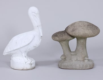 Group of (2) Cast Stone Garden Ornaments