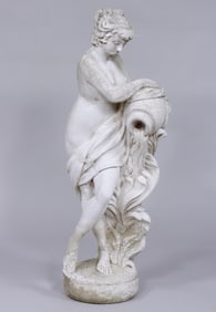 Cast Stone Figural Fountain of Classical Woman with Water Jug.