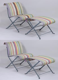 Pair of Fermob Chairs with Ottomans