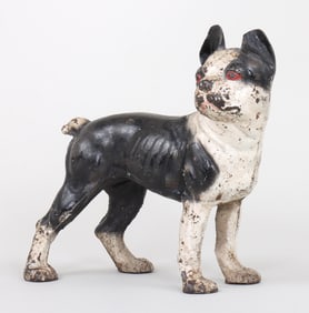 Painted Cast Iron Boston Terrier Dog Doorstop