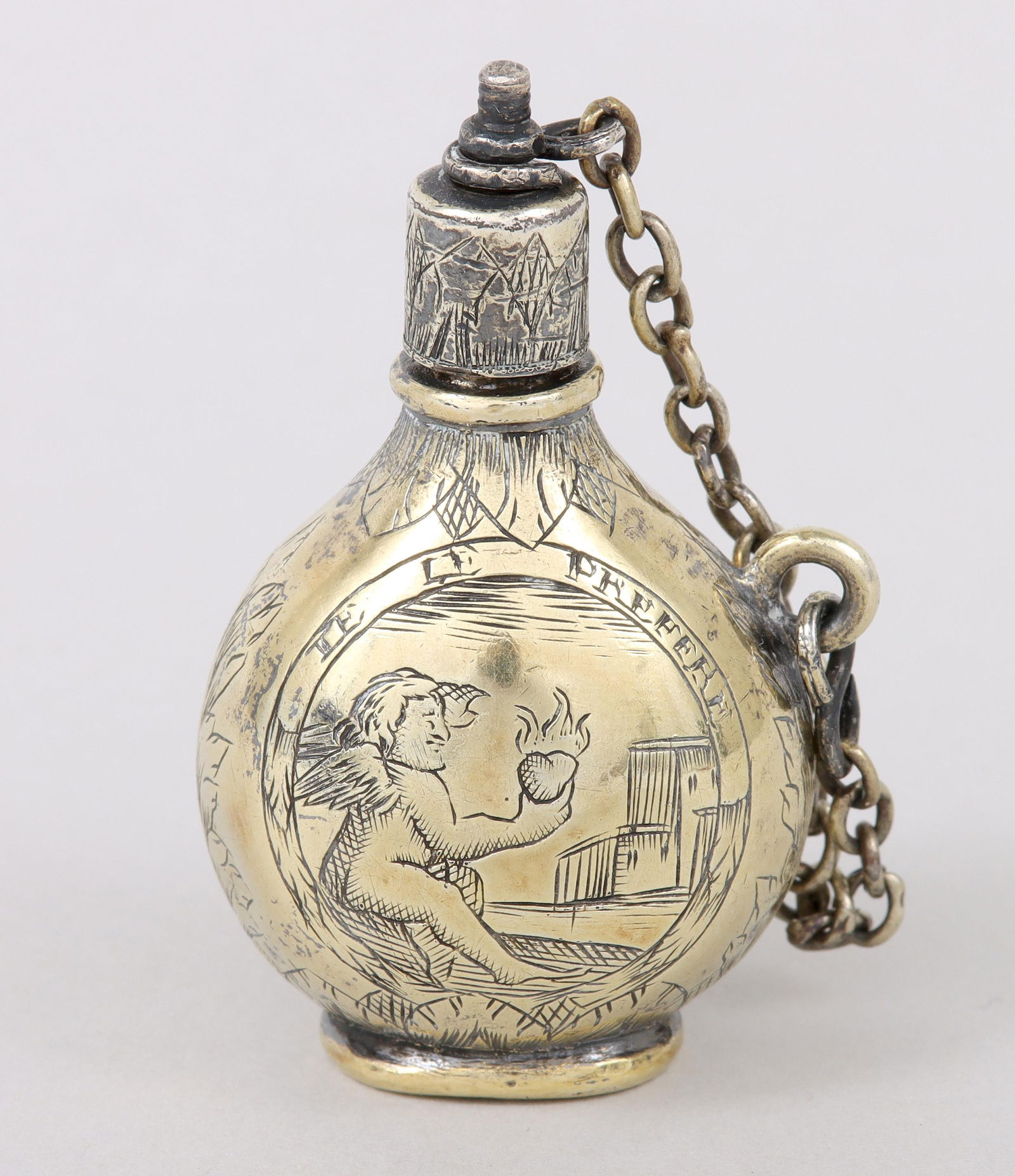 A rare Charles II silver gilt perfume flask, circa 1680.