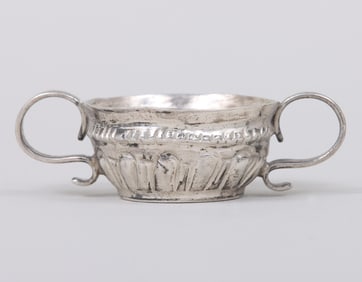 English miniature caudle cup, London, 1814-15, maker "JF".