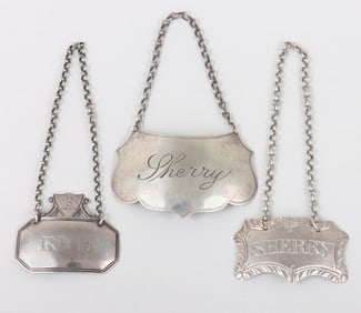 Group of (3) early bottle tickets, English and American.