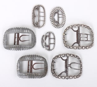 Group of (7) American or English 18th century buckles, circa 1785-1800.