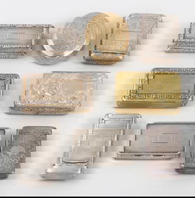 Group of (8) English sterling and silver-gilt snuff boxes.