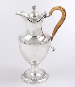 George III sterling silver covered jug, Richard Morson and Benjamin Stephenson, London, 1772-73.