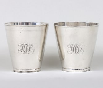 Pair of coin silver beakers, Fletcher & Gardiner, Boston, circa 1810.