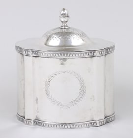 Early American coin silver tea caddy, William Adams, New York, circa 1830.