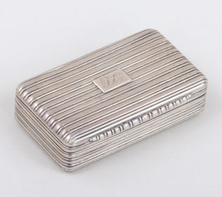 Hall & Hewson rectangular silver snuff box, Albany, NY, circa 1840.