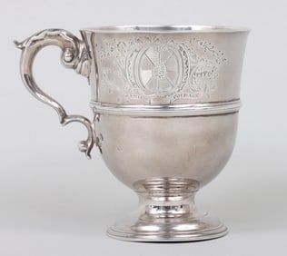 Handled coin silver cup marked "HARPER".