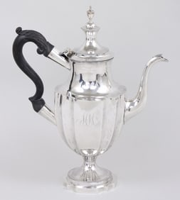 Large Federal coffeepot, James Musgrave, Philadelphia, circa 1795.