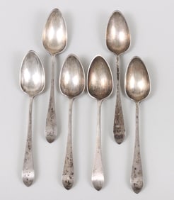 The Archer 'stillborn' set of (6) birdback teaspoons, circa late 18th century.
