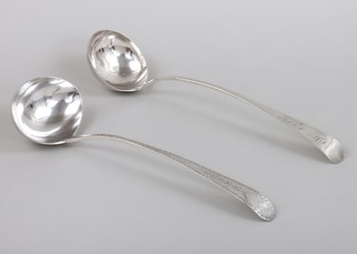 Group of (2) coin silver late 18th century ladles, John Murdock and Joseph Lownes, Philadelphia.