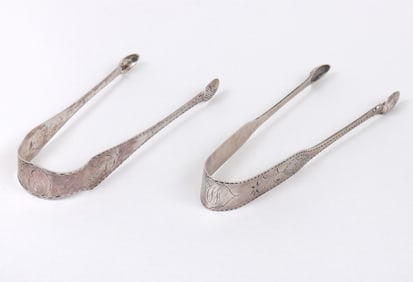 Two pair of Lancaster, PA sugar tongs, William Haverstick, Sr. or William Haverstick, Jr., circa
