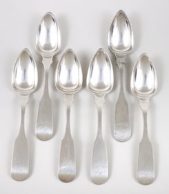 Set of (6) Philadelphia teaspoons, James Watson, circa 1820, engraved for "Mess 6th Regt. Ifnty".