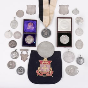 Group of (22) school medals, rewards of merit. Sterling, coin silver and silver plate.