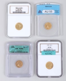 Group of (4) American "quarter eagle" gold coins.