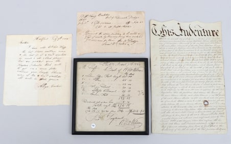 Group of (4) early American silversmith documents/receipts, 1790-1834.