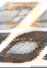 Group of (2) coin silver Federal period needle cases with original swatches, circa 1800.