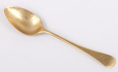 An exceedingly rare late 18th century gold teaspoon by French emigre jeweler and goldsmith, Pierre