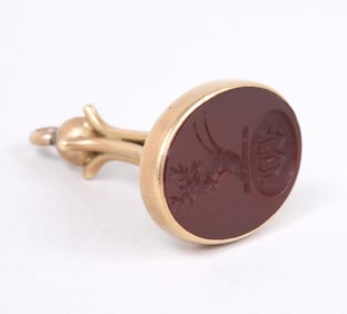 Gold fob seal with Wilde family of Boston crest, mid-19th century.