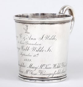 Massachusetts mug with genealogical inscriptions, S.T. Crosby & Co., Boston, circa 1850.