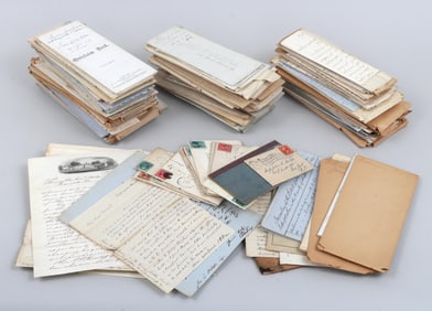 Collection of (2) boxes of old letters and documents from the Wilde family of Boston and New England